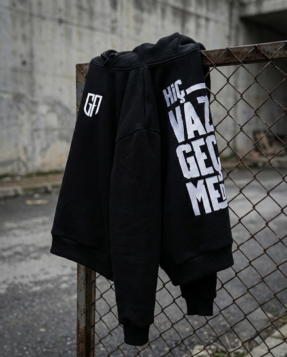 Taraftar Sweat-Tshirt - 3 İplik | Siyah